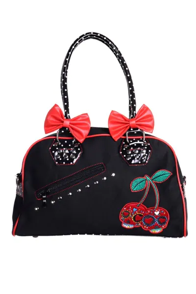 Cherry Skull Dot Handbag Stor Veske