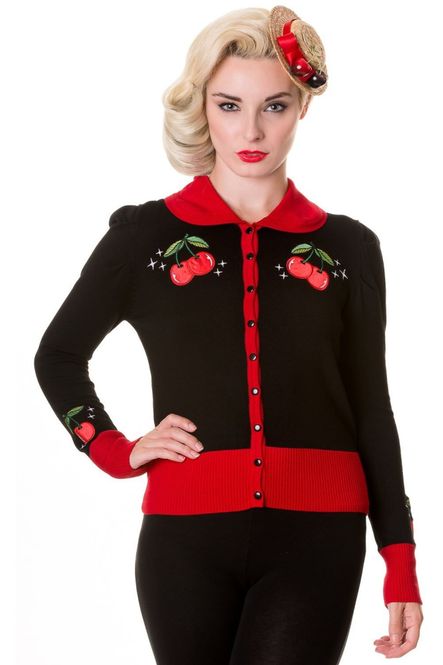 Hovedbilde Vintage Cherry Cardigan - Sort/Rød
