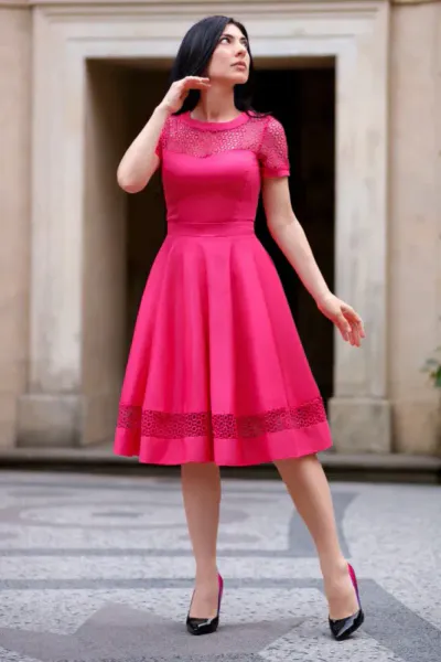 Dolly & Dotty - Tessa Lace Embroidered Swingkjole - Pink