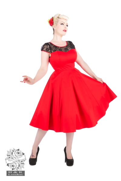 H&R - Mesh Lace Swingkjole - Rød